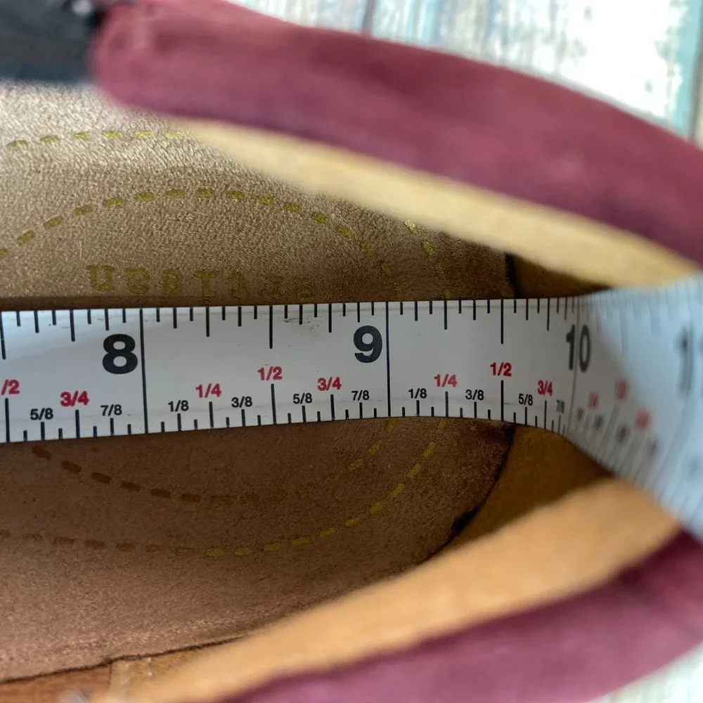 Clarks Loafers Womens 6.5M Red Suede Lightweight Wedge Heel Slip On Comfort Shoe